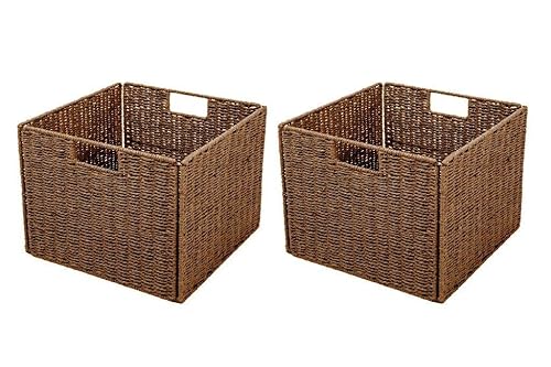 Trademark Innovations Foldable Storage Basket with Iron Wire Frame (Set of 2)