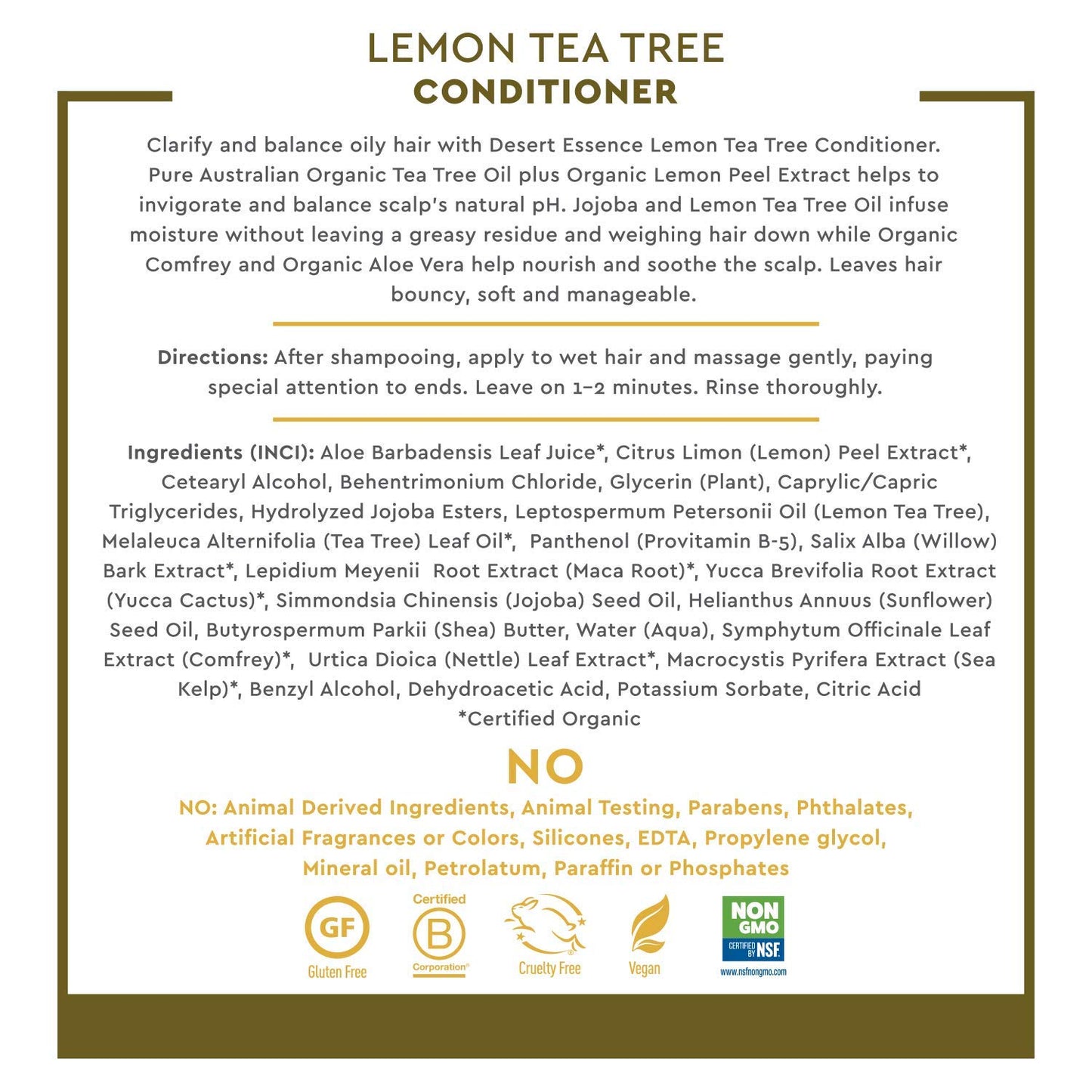 Desert Essence Lemon Tea Tree Shampoo & Conditioner Bundle - 8 Fl Ounce - Clarifying For Oily Hair - Essential Oils - Strengthen & Protect Hair