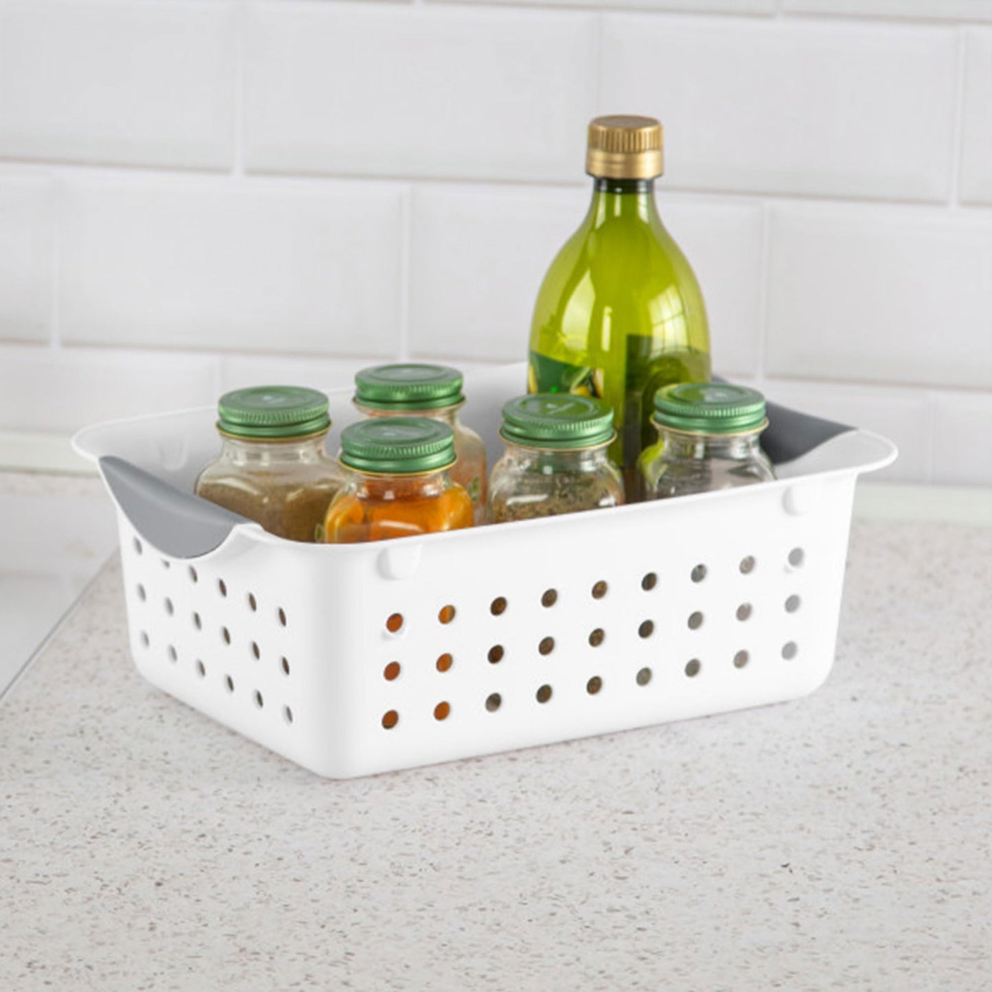 Sterilite 16228012 Small Ultra Basket, White with Titanium Inserts