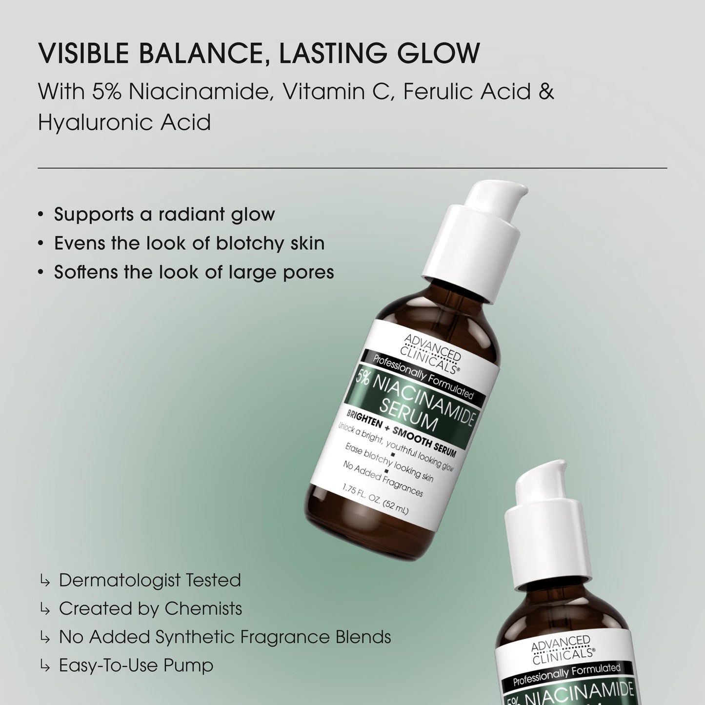Advanced Clinicals Niacinamide Serum | 5% Niacinamide Serum For Face With Hyaluronic Acid, Ferulic Acid, Aloe Vera, & Fruit Extracts Helps Improve