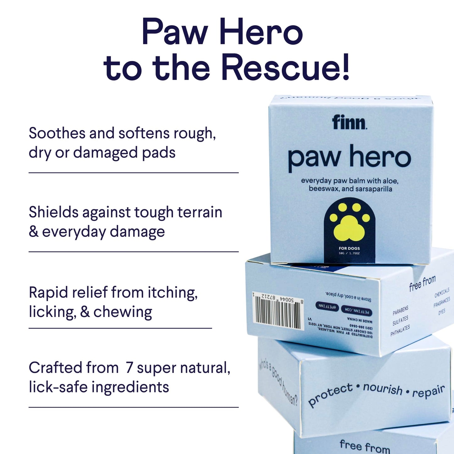 Finn Paw Hero | Natural Revitalizing Dog Paw Balm | Protect, Nourish & Repair from Wear, Damage & Dryness - 1.75 oz