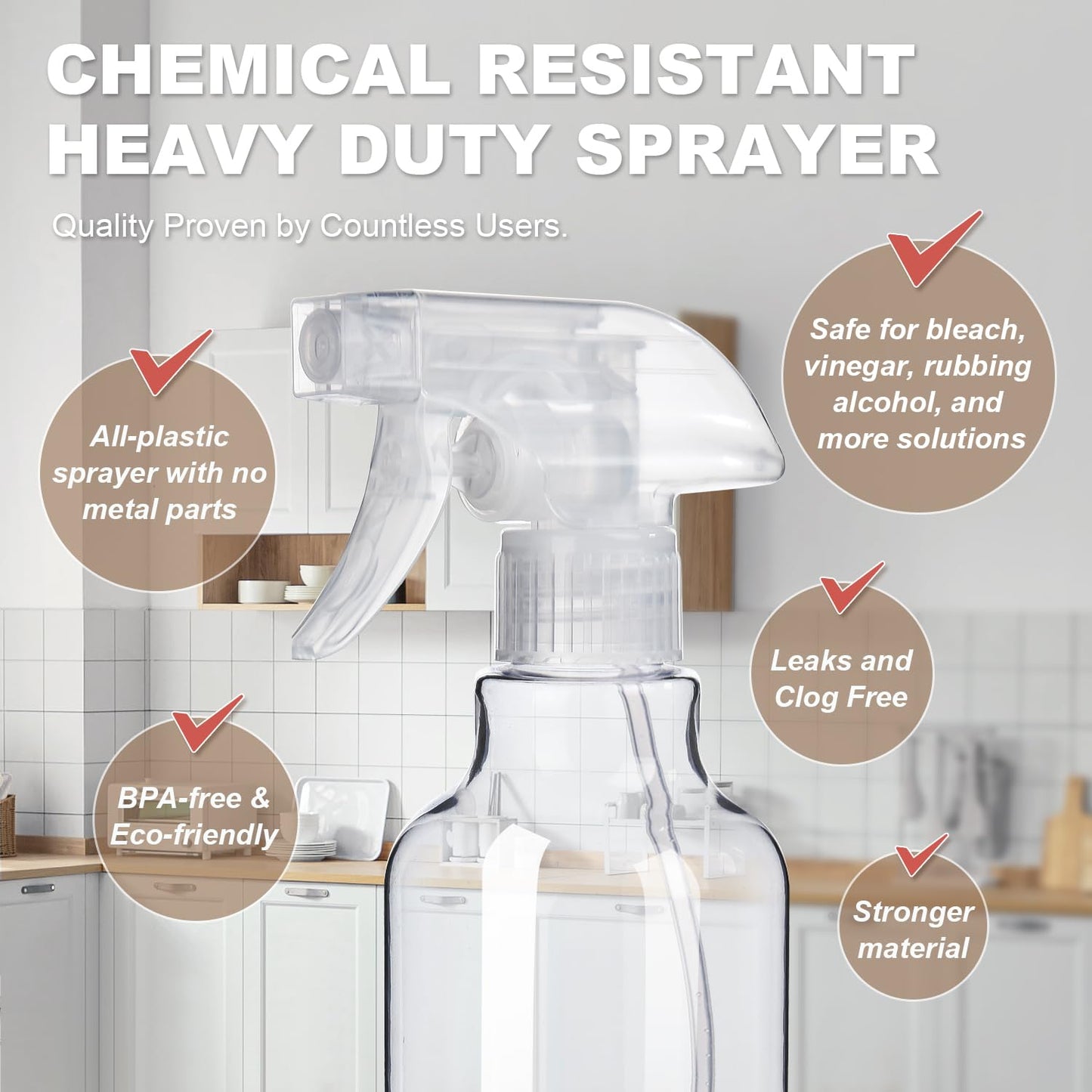 airbee Plastic Spray Bottles (2-Pack, 16.3 Oz) Heavy Duty Spraying, Mist & Stream, Empty Water Sprayer Bottle for Cleaning Solutions, Essential Oils Beauty and Personal Care airbee