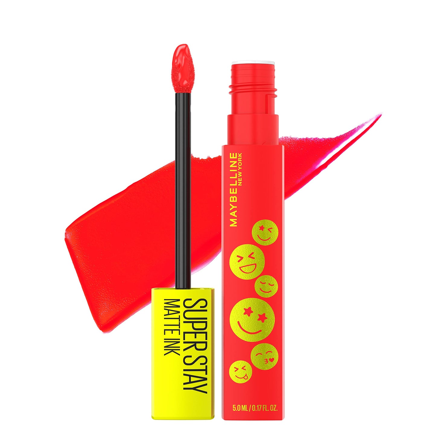 Maybelline Super Stay Matte Ink Liquid Lip Color, Moodmakers Lipstick Collection, Long Lasting, Transfer Proof Lip Makeup, Energizer, Bright Red, 1