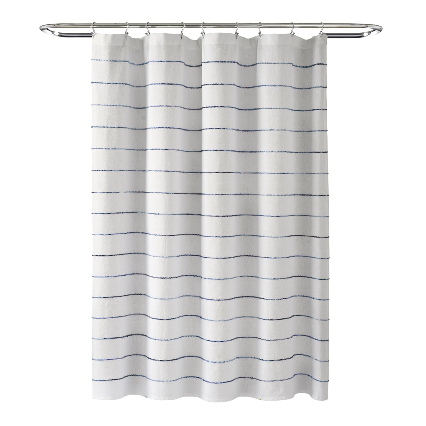 Lush Decor Ombre Stripe Yarn Dyed Cotton Shower Curtain, 72" W x 72" L, Navy & Multi - Fabric Shower Curtains - Striped Bathroom Curtain - Farmhouse…