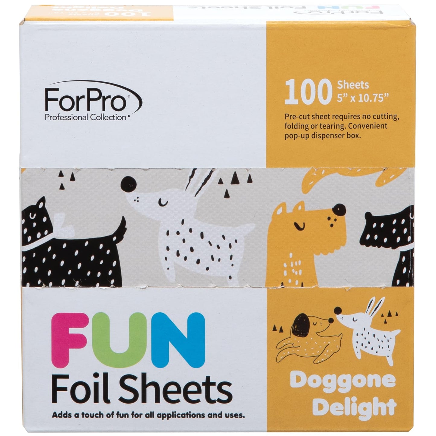 ForPro Professional Collection FUN Doggone Delight 5" Foil Sheets, Aluminum, Pop-Up Foil Dispenser, Hair Foils for Color Application & Highlighting