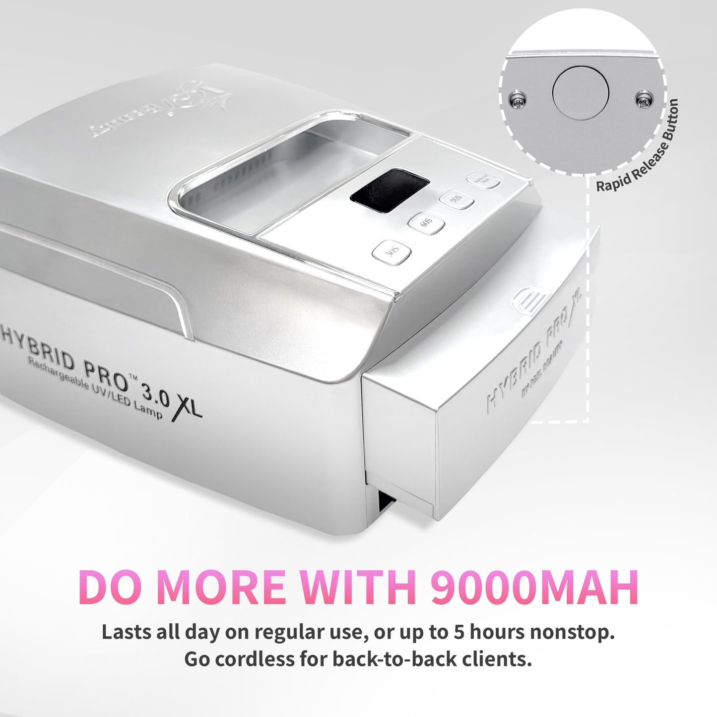 iGel Beauty Hybrid PRO 3.0 XL UV/LED Nail Lamp - Wireless Rechargeable 48W Nail Dryer, Extra Wide Full-Hand Curing, 9000mAh Battery, Smart Timer Beauty & Personal Care iGel Beauty
