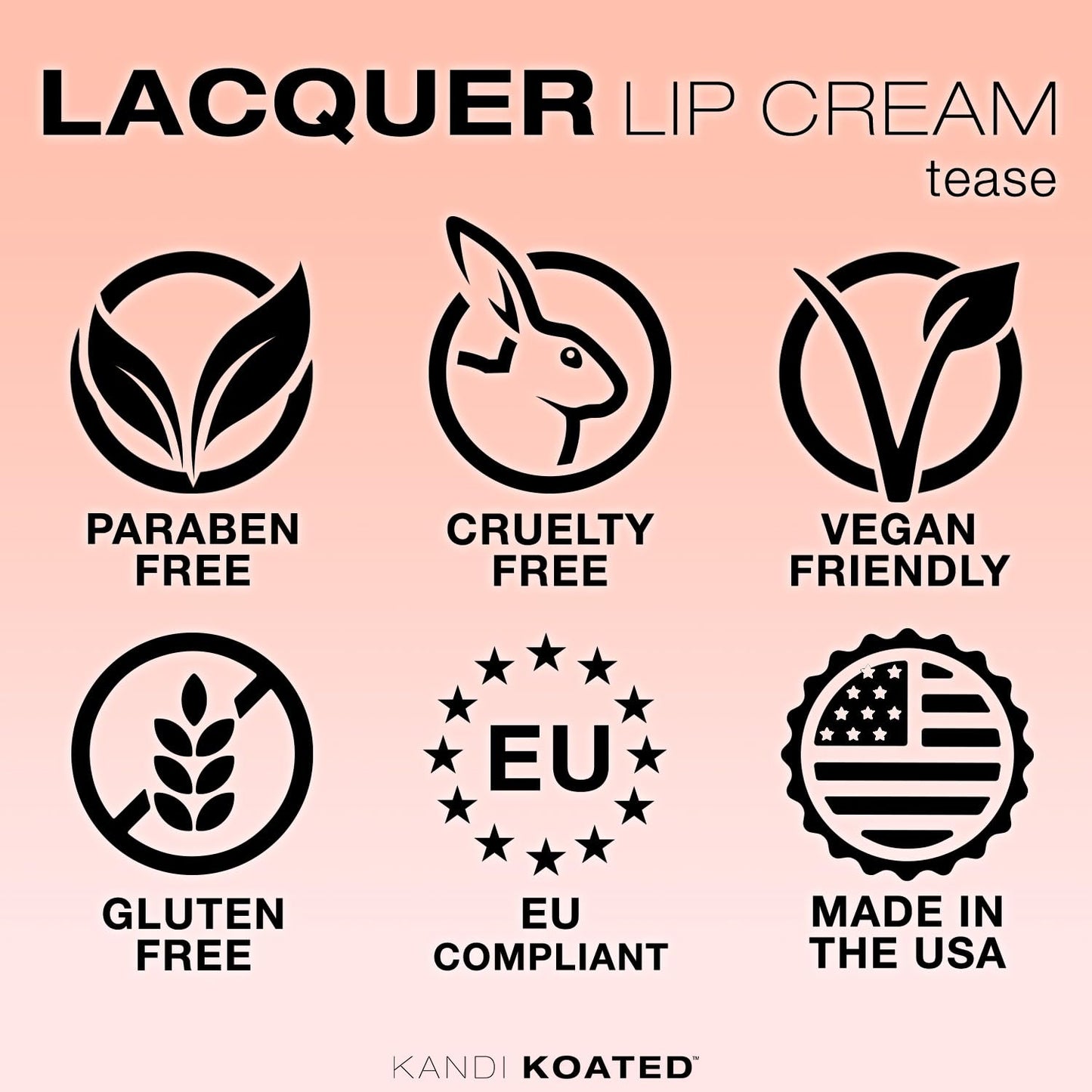 Kandi Koated Lacquer Illuminating Lip Cream [Tease] Creamy Lip Gloss | Natural Colors, Moisturizing Lip Lacquer, Paraben-Free, Cruelty-Free | Beauty &