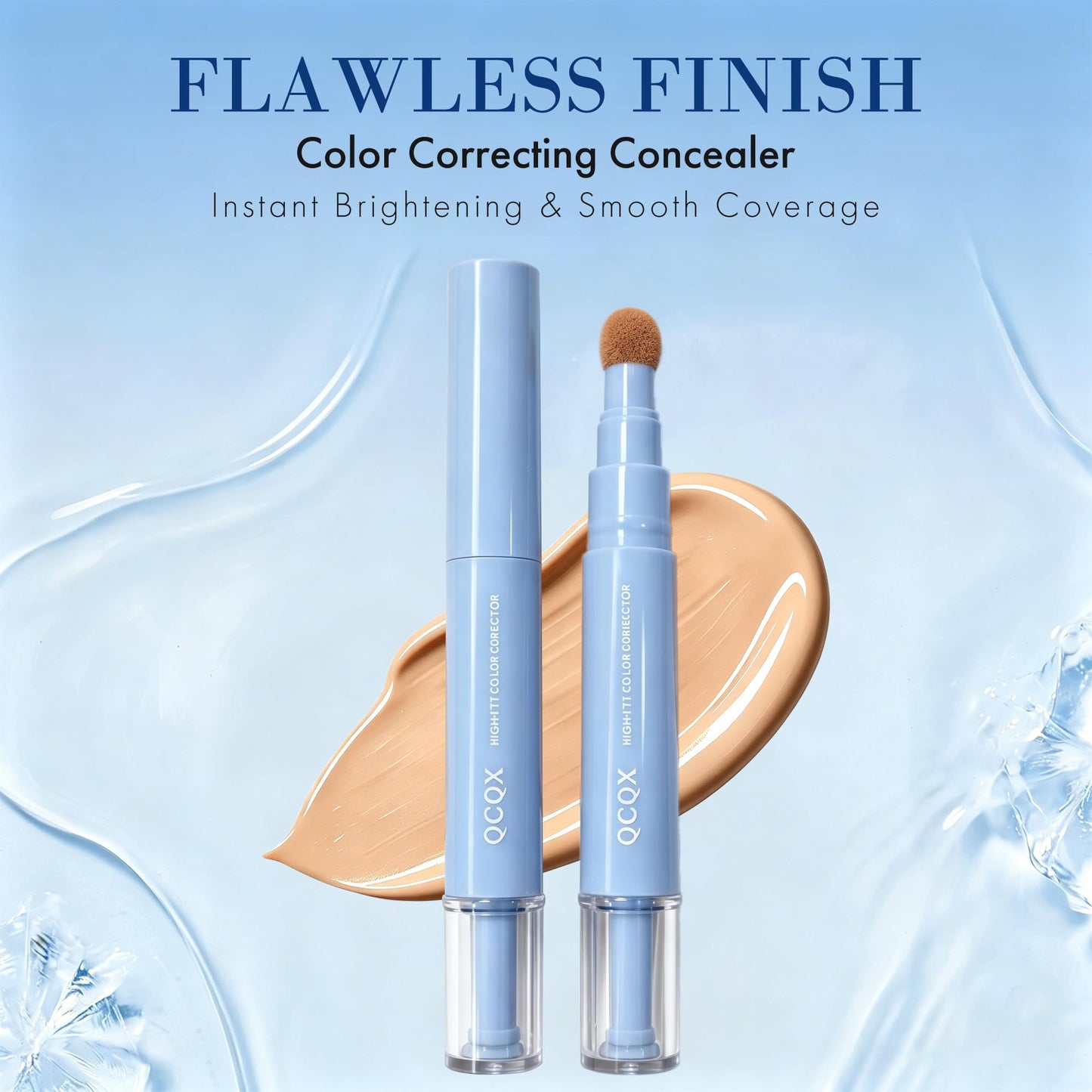 QCQX Dual-effect Concealer Pen & Foundation Eye Concealer - 24-Hour Long-LastingFull Coverage Matte Finish.Healthy Skin Glow Perfector Concealer Pen