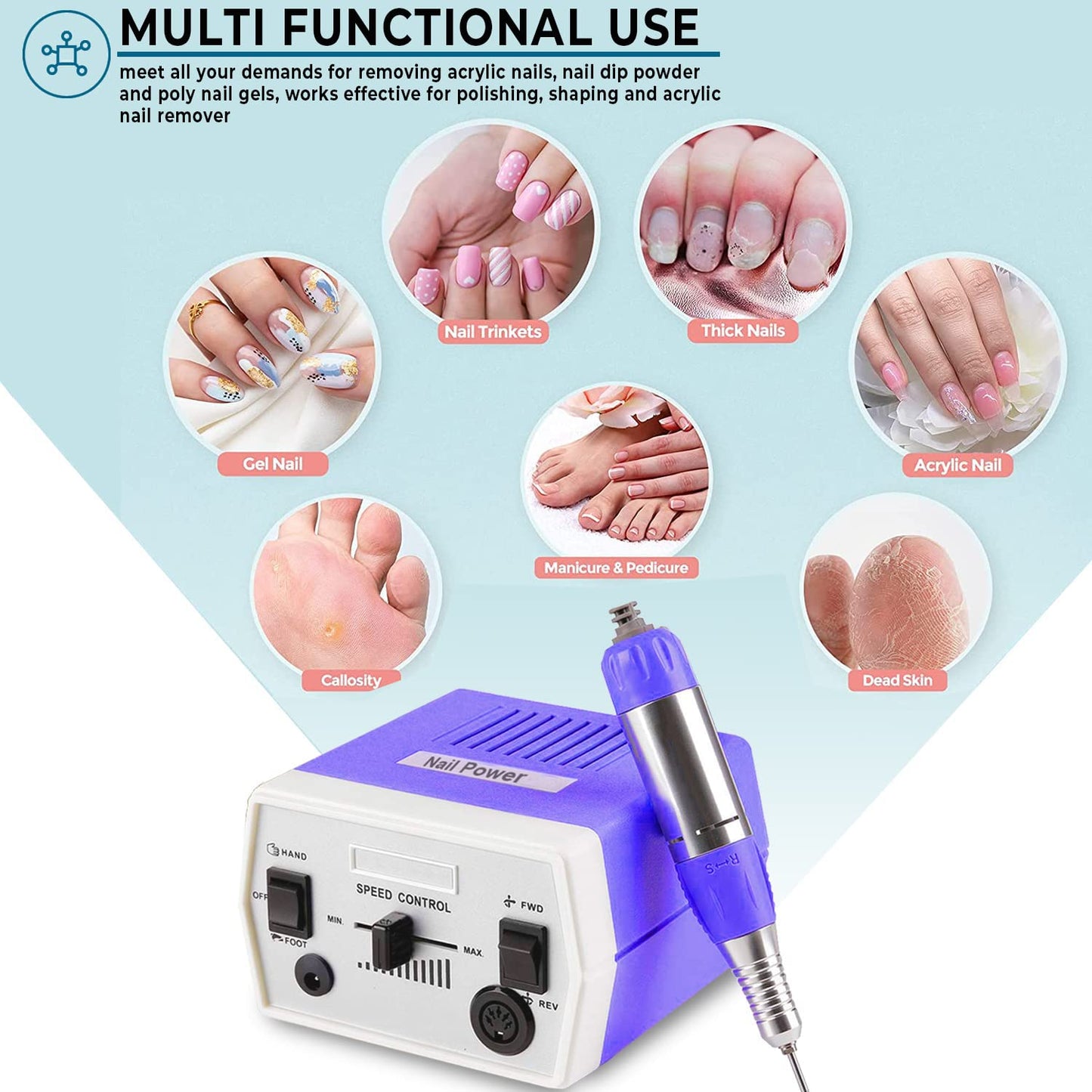 Véfaîî Upgraded Nail Drill Electric Nail File, JD700 Nail Drills for Acrylic Nails Professional 30000RPM Manicure Tools Acrylic Nail Drill for Nail