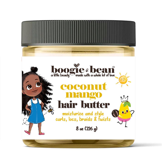 Boogie and Bean Hair Styling Creme or Pomade for Thick and Curly Hair Kids with Locs, Curls, Twists & Braids, Made with Natural Oils like Coconut