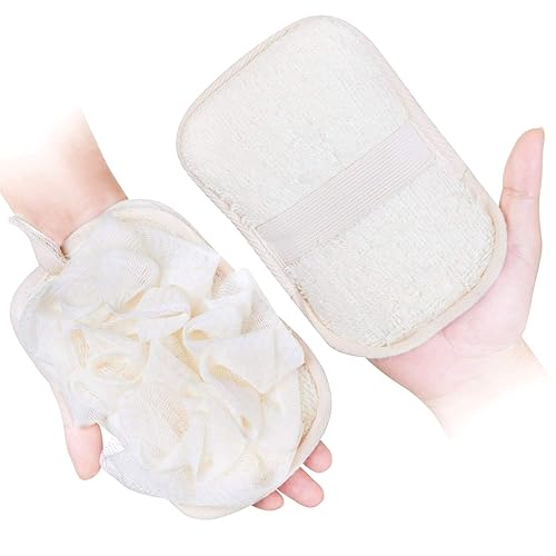mikimini Bath Mitt for Women, Bath Pouf Mesh Brushes 1 PC Upgraded Version | Loofah Sponge & Exfoliating Pad 2 in 1 Professional Design | Exfoliating