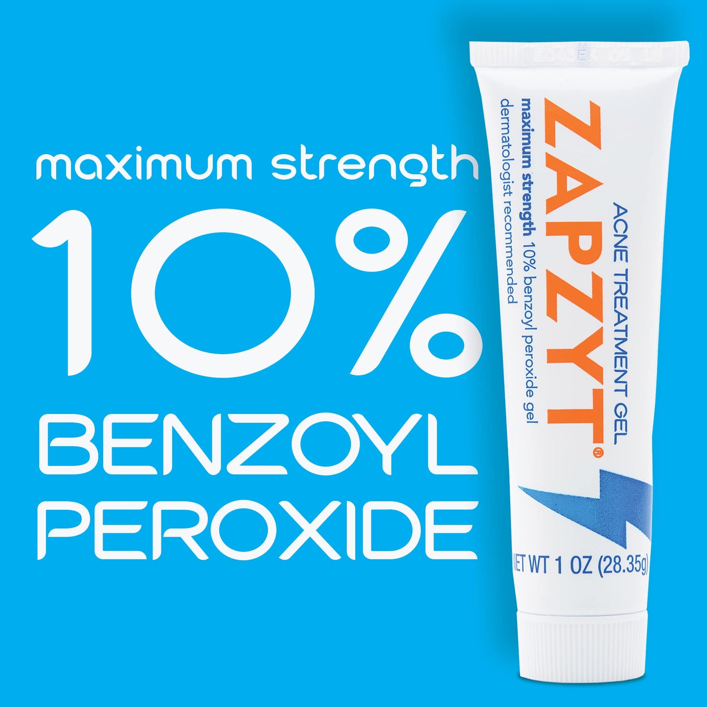 Zapzyt Maximum Strength 10% Benzoyl Peroxide Acne Treatment Gel 1 oz. (Pack of 8)