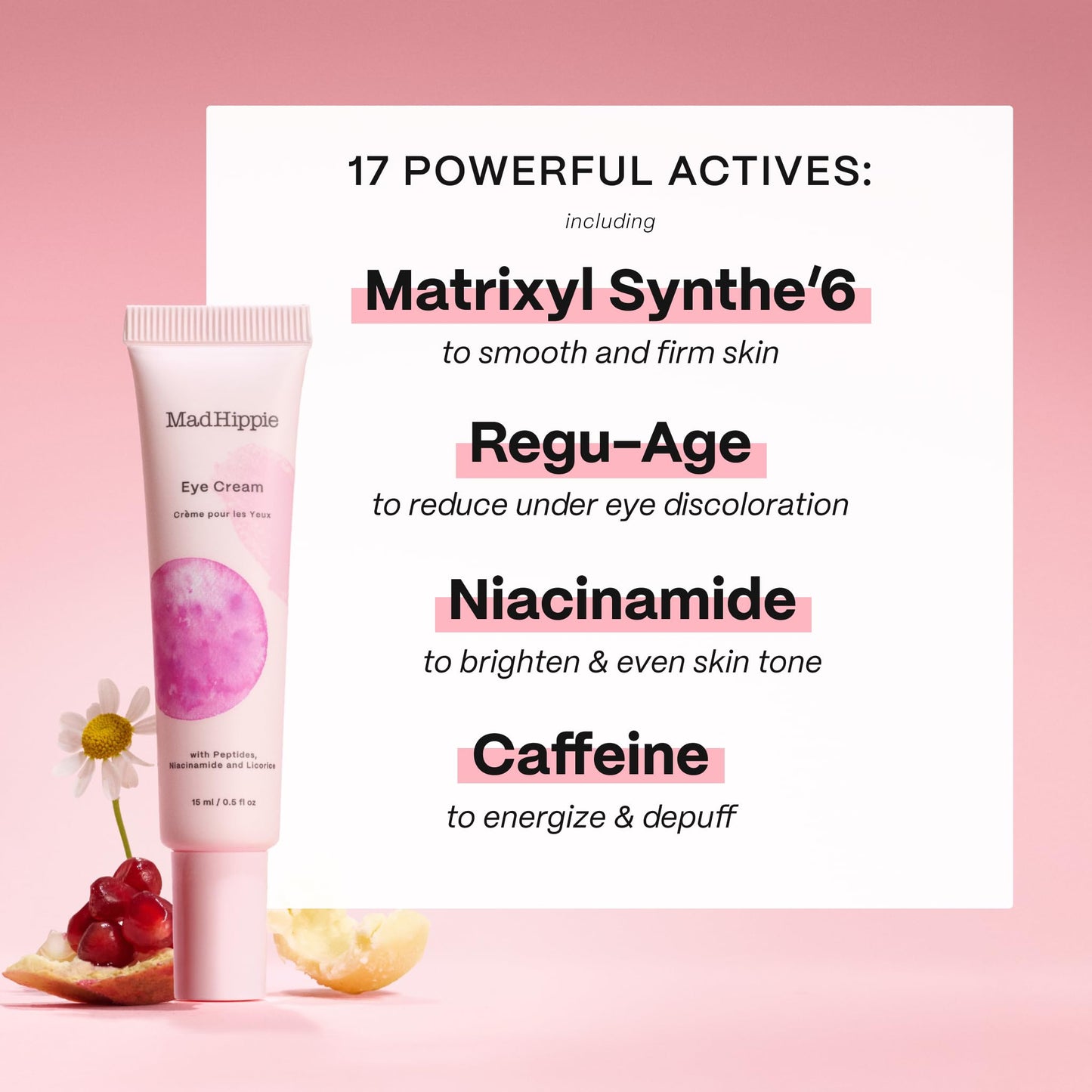Mad Hippie Eye Cream - Anti-Aging Under Eye Cream for Dark Circles and Puffiness with Niacinamide, Peptides, Kakadu Plum & Licorice, Eye Treatment