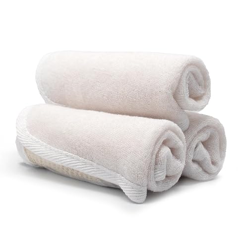 PARADISO Evriholder Soft-Weave Exfoliating Wash Cloths Dual-Textured for Face and Body, Pack of 3, White