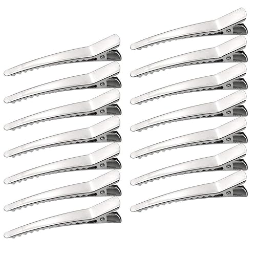 50 Pack 2.36 inches Hair Clips, Marrywindix Silver Metal Alligator Hair Pins Teeth Bows Hair Clips Hairdressing Salon Hair Grip DIY Accessories