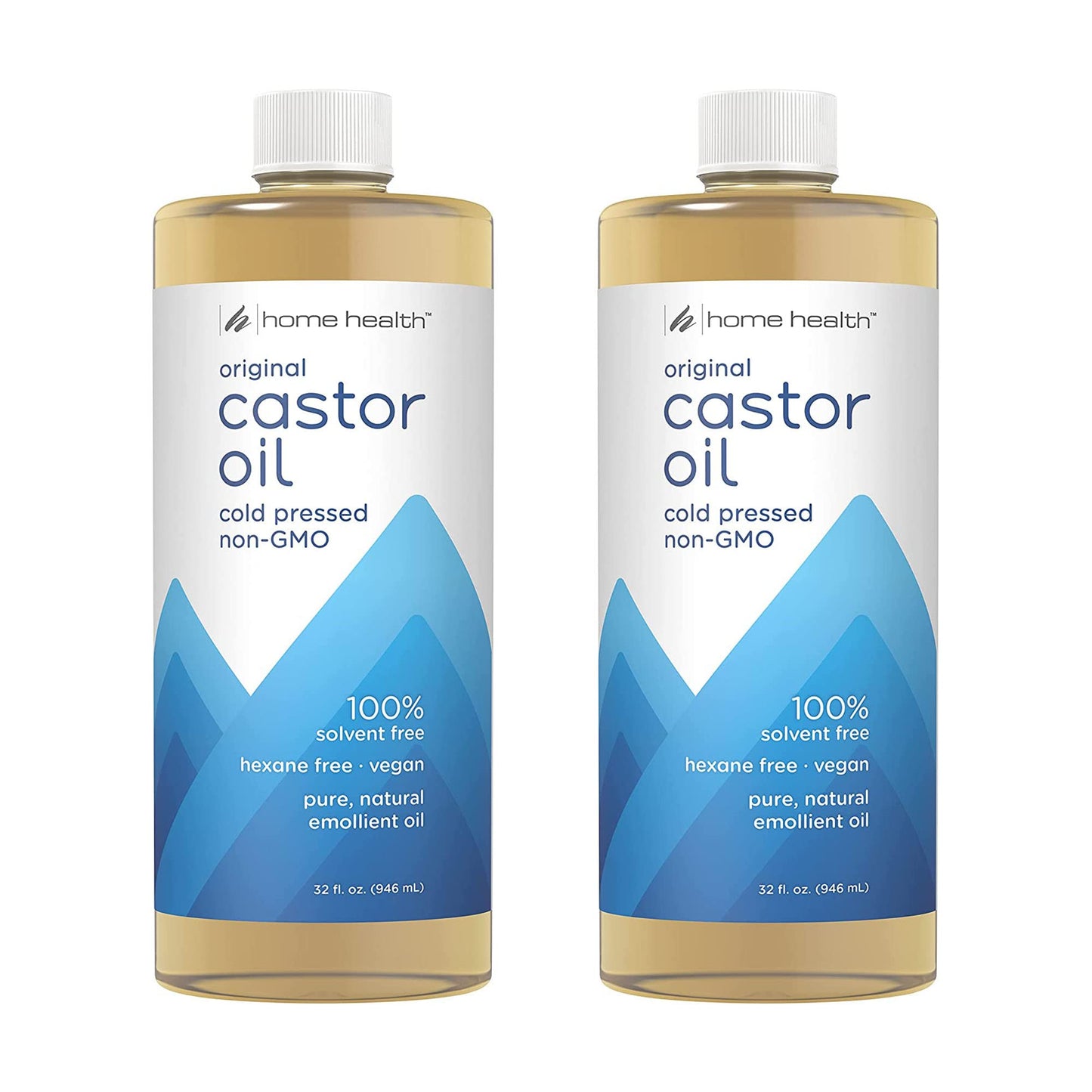 Home Health Castor Oil - 32 fl oz, Pack of 2 - Conditioning Oil for Body, Skin & Brows - Non-GMO, USDA-Certified Organic - Cold Pressed - Solvent