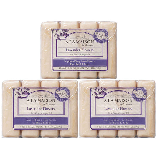 A LA MAISON - Lavender Aloe Bar Soap - Triple French Milled Natural Moisturizing Hand Soap Bar (4 Bars of Soap, 3.5 oz) Beauty & Personal Care A LA MAISON