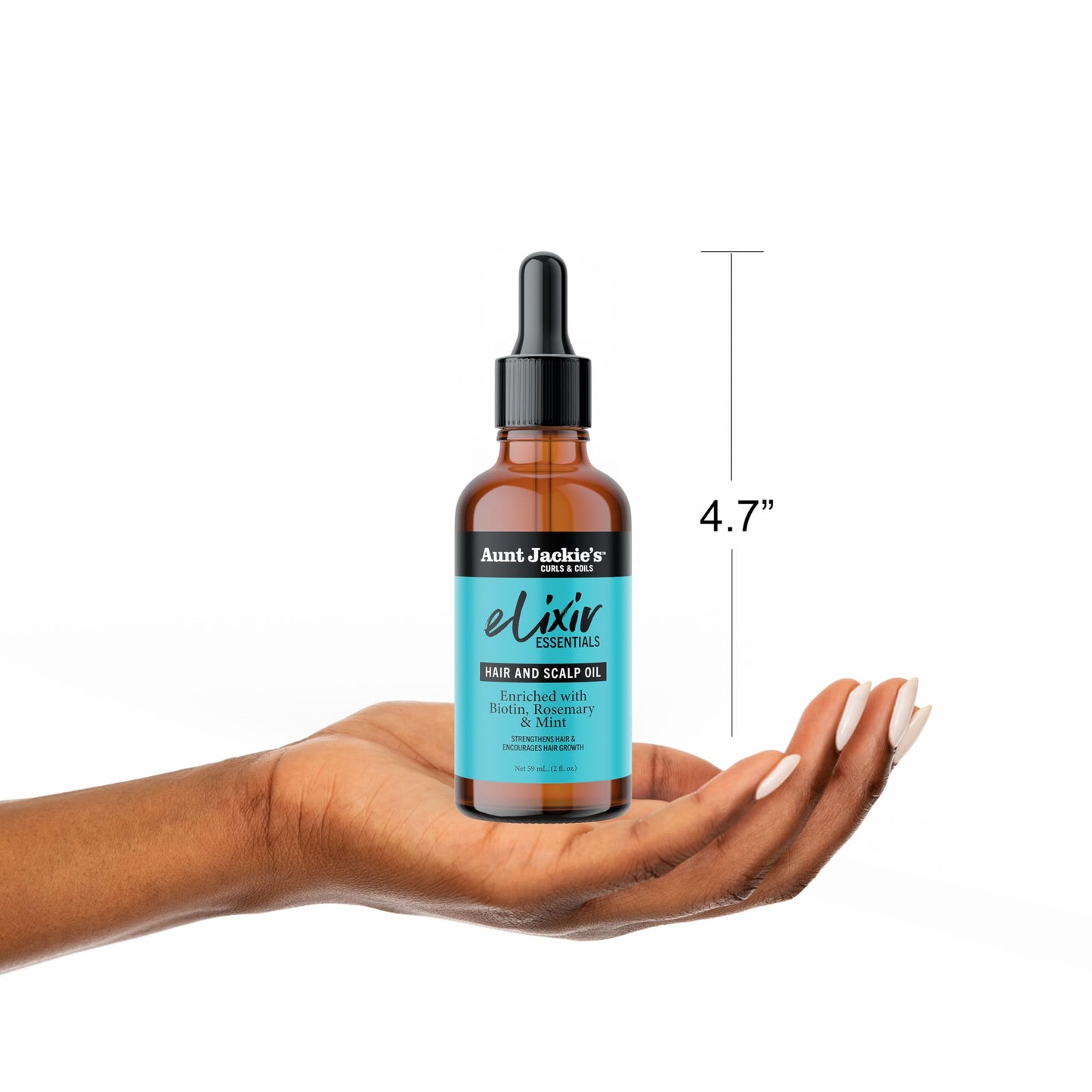 Aunt Jackie's Elixir Essentials Hair & Scalp Oil Enriched with Biotin, Rosemary & Mint, Nourishes, Thickens & Supports Hair Growth, 2 oz