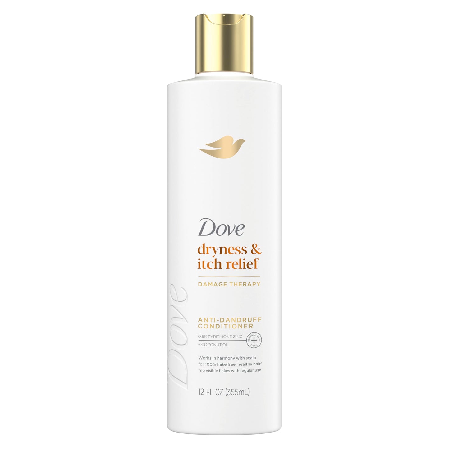 Dove Damage Therapy Derma Conditioner Dryness + Itch for Flaky Scalp with Pyrithione Zinc and Coconut Oil 12 Fl Oz