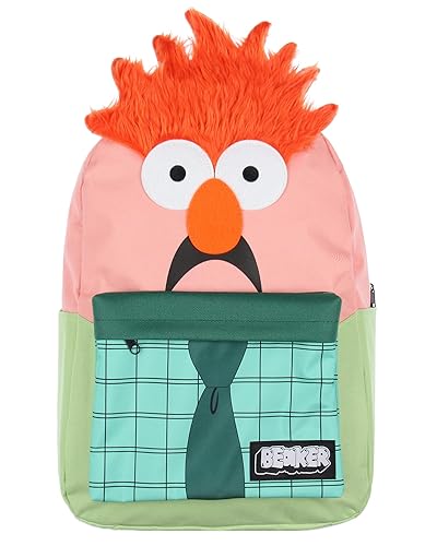 Bioworld The Muppets Beaker 3D Character Hair 17" Backpack Laptop Travel Book Bag Padded Back Adjustable Straps