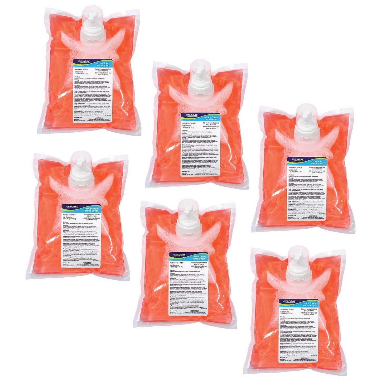 Global Industrial Luxury Foam Hand Soap 1250ml Refill, 6 Refills/Case