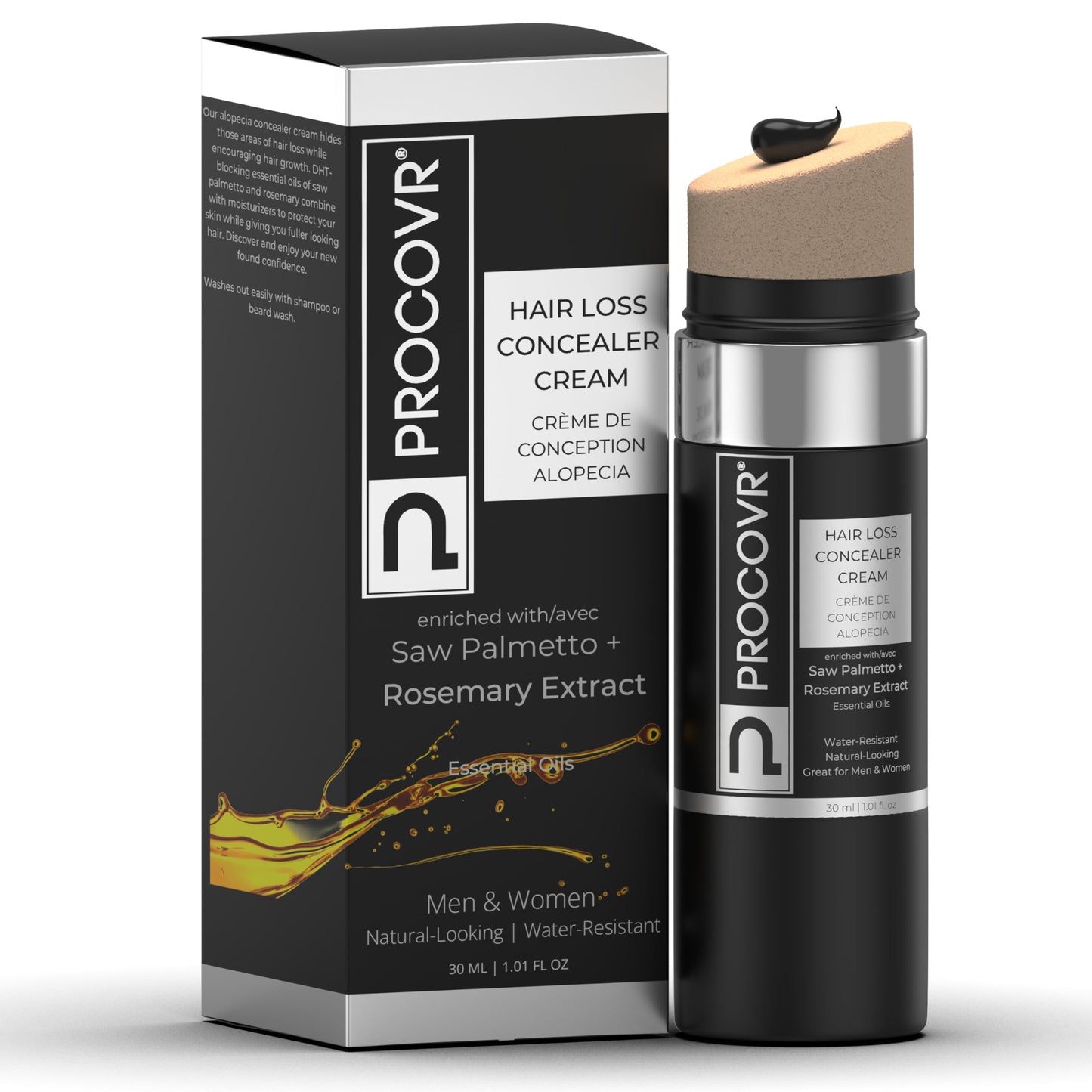 PROCOVR Hair Loss Concealer Cream - The ORIGINAL Thinning & Balding Hairline Enhancer, Hair Mascara for Natural Coverage & Thicker Appearance (Smoke