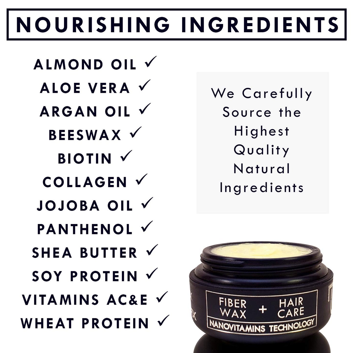 MaxWax Natural Hair Styling Wax With Hair Treatment. Helps Repair, Thicken, Strengthen, Grow and Protect Hair. Natural Ingredients and Vitamins. Matte