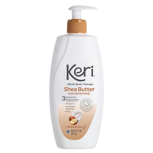 Keri Whole Body Therapy Original Shea Butter Lotion, Continuous Moisturization, 3 Essential Moisturizers (Vitamin E, Aloe and Sunflower Seed Oil) 15