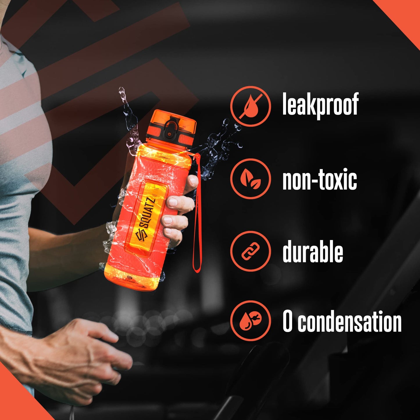 SQUATZ 40 Oz Poseidon Series Water Bottle for Protein and Fruit Shakes - Premium Quality Wide Mouth Gym Flask Fruit Infuser Strainer, Carrying Strap…