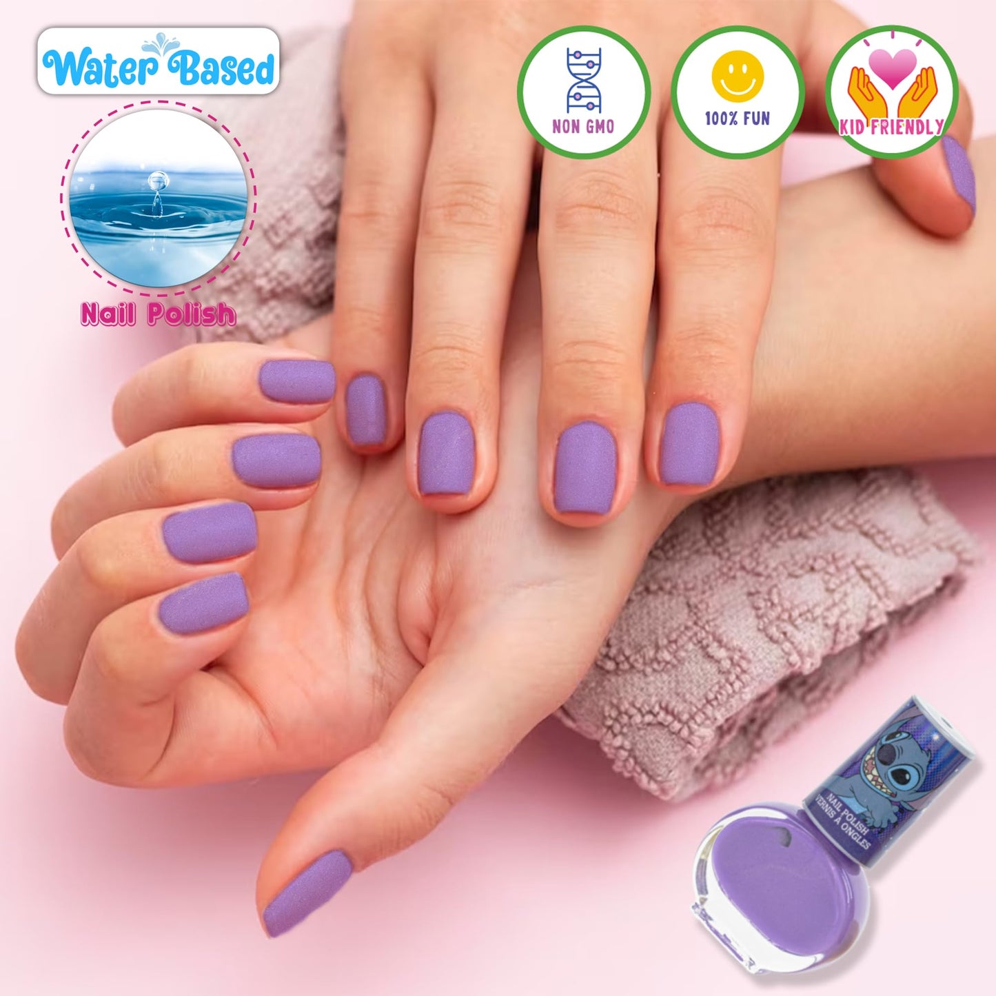 Disney Stitch Non-Toxic Peel-Off Water-Based Safe Quick Dry Nail Polish |Gift Kit Set for Kids Tweens Girls, Shimmer and Opaque Colors| Ages 3+ (8 Beauty & Personal Care Townley Girl