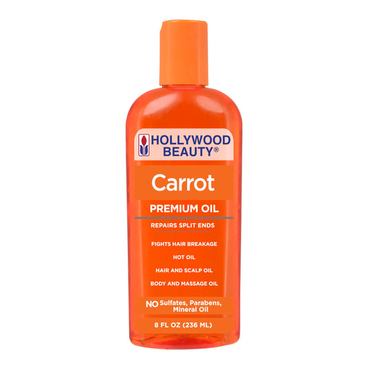 Hollywood Beauty Carrot Hair Oil, 8oz Bottle, Hair, Scalp, Skin, Nail, & Massage Oil, Helps Repair Damaged Hair & Skin, Can be Used as a Hot Oil