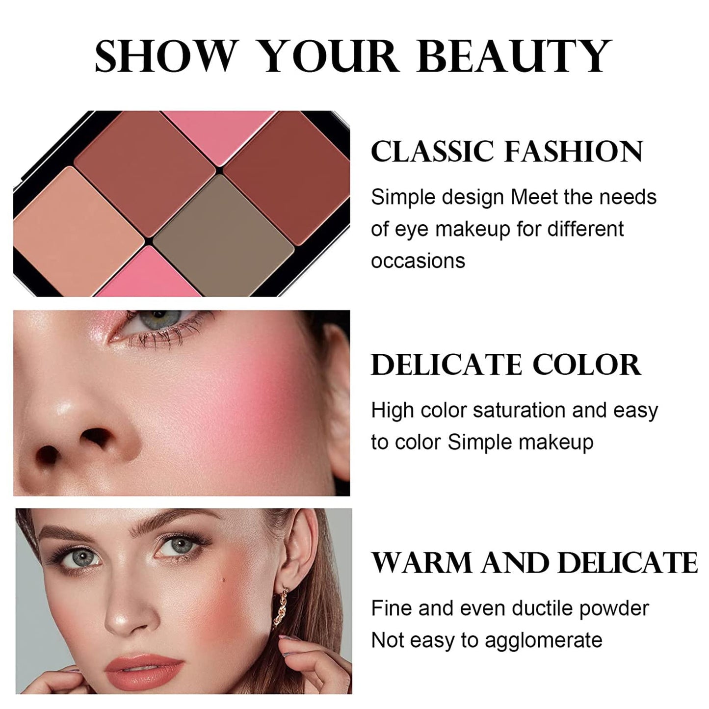12 Colors Blush Palette,Highlighter Blush Powder Makeup,Long-Wearing,Smudge Proof,Natural-Looking,Blendable Cruelty-Free Matte Finish,Contour