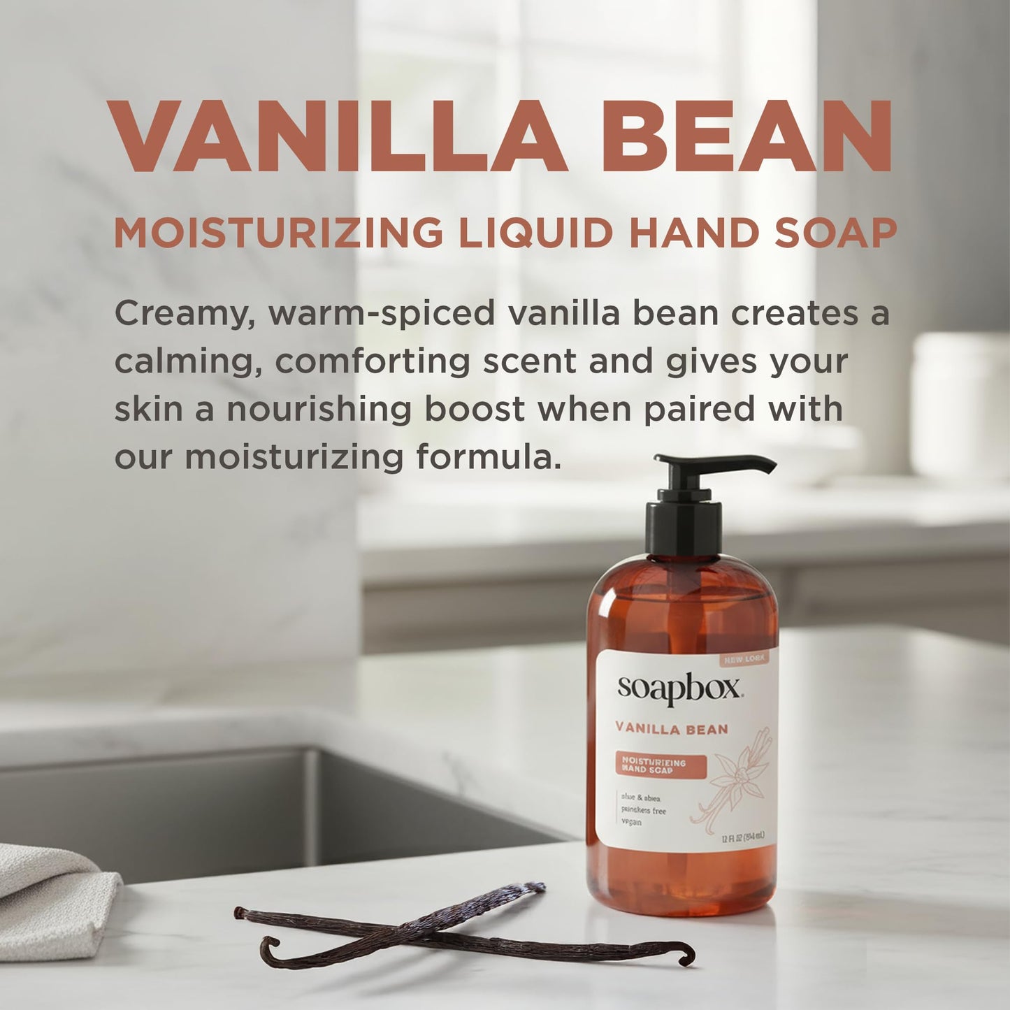 Soapbox Vanilla Bean Liquid Hand Soap Refill, Moisturizing Hand Wash - Gentle Cleanser for Hands - Clean Ingredients Free of Harsh Chemicals Beauty and Personal Care Soapbox