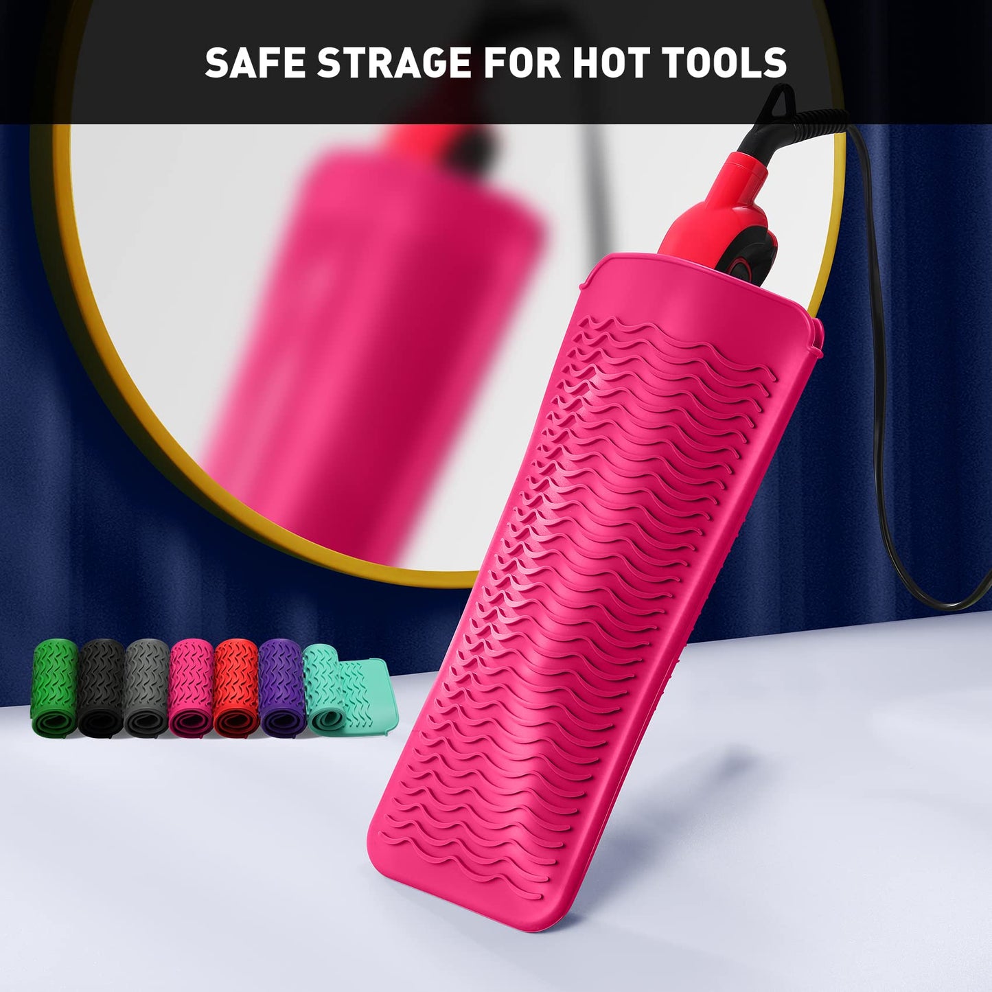 ZAXOP 2 Pack Heat Resistant Silicone Mat Pouch for Flat Iron, Curling Iron,Hair Straightener,Hair Curling Wands,Hot Hair Tools (HOT Pink&HOT Pink) Beauty and Personal Care ZAXOP