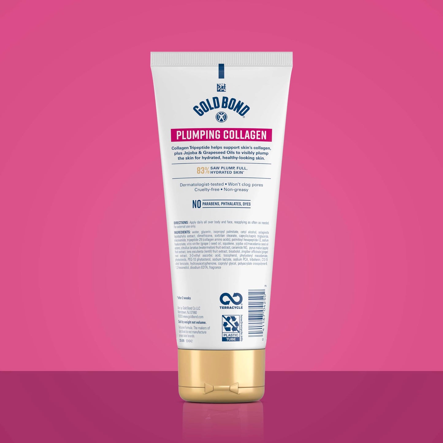 Gold Bond Plumping Collagen Body & Face Serum Lotion, Lightweight Hydrating Moisturizer with Collagen Peptide Complex, Jojoba and Grapeseed Oils