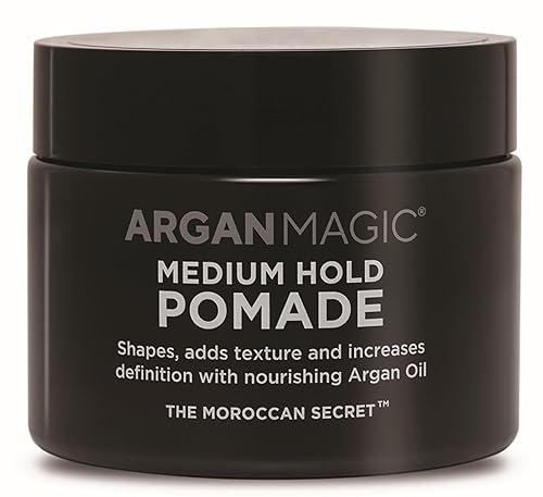 Argan Magic Medium Hold Pomade with Argan Oil | Shapes, Adds Texture, Increases Definition, Paraben Free (8 Oz)