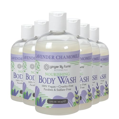 Ginger Lily Farms Botanicals Nourishing Body Wash, 100% Vegan & Cruelty-Free, Lavender Chamomile Scent, 12 Fl Oz (Pack of 6)