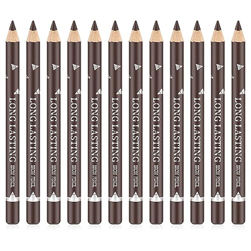 Go Ho 12 PCS Dark Brown Eyebrow Eyeliner Pencils,Sweatproof Eyebrow Pencil,Long-lasting Nice Color Eye Brow Gel Pen Makeup Brow Tint Sticks?Dark