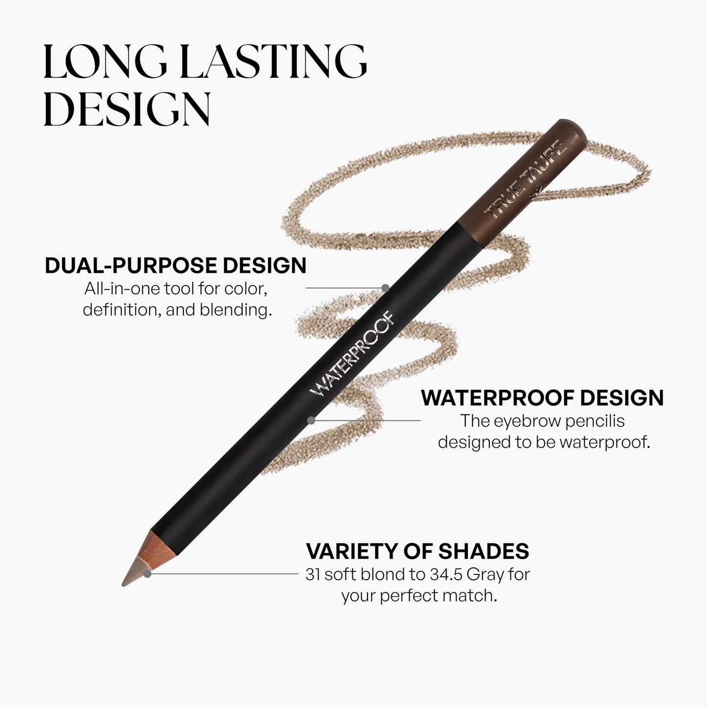 Sorme Cosmetics Waterproof Eyebrow Pencil (True Taupe) | Natural Defining Brow Liner with Brush | Smudge-Proof & Waterproof Eyebrow Makeup |