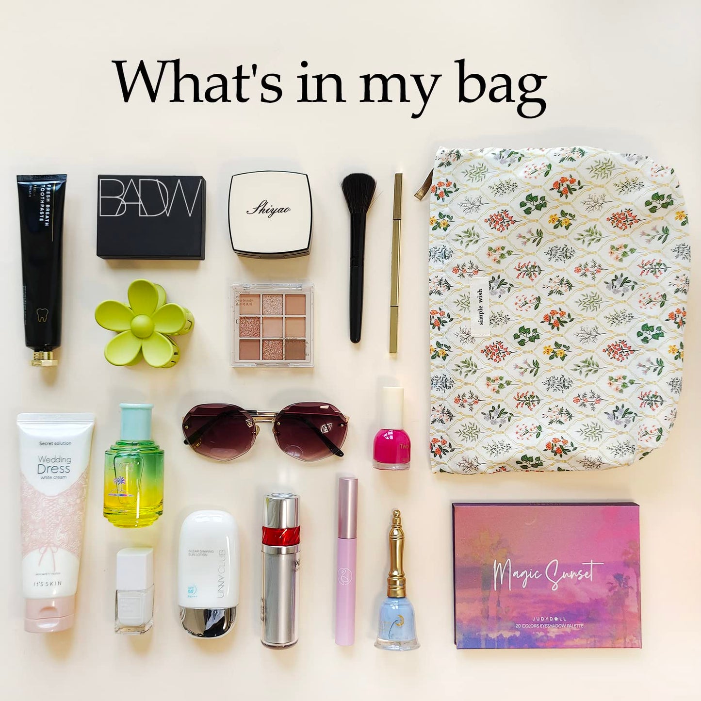 STARDW Aesthetic Floral Makeup Bag Cute Small Cosmetic Bags for Women Girls, Travel Toiletry Bag Large Capacity Zipper Makeup Pouch, Purse Organizer Beauty and Personal Care STARDW