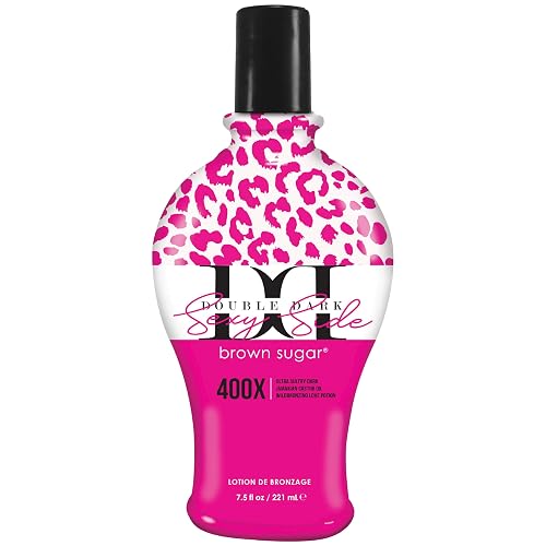 Brown Sugar Double Dark Sexy Side Tanning Lotion, 400X Wildbronzer with Jamaican Black Castor Oil, Double Carrot Oil, Hyaluronic Acid & Peptides, 7.5