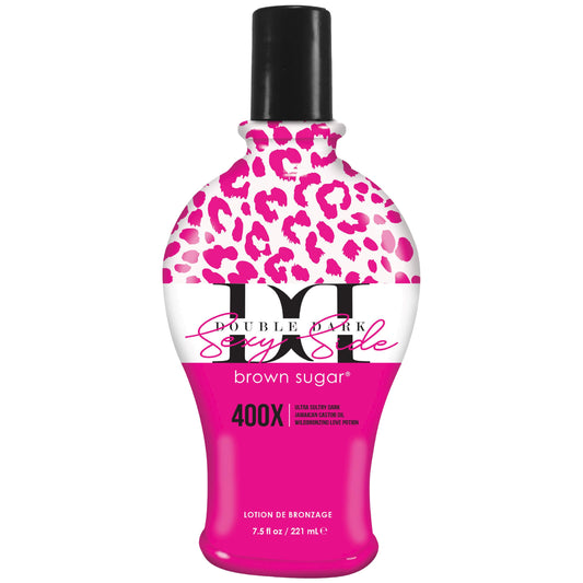 Brown Sugar Double Dark Sexy Side Tanning Lotion, 400X Wildbronzer with Jamaican Black Castor Oil, Double Carrot Oil, Hyaluronic Acid & Peptides, 7.5
