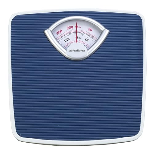 SmartHeart Analog Body Weight Scale | Mechanical Scale | 286 lbs / 130 kg Capacity | Non-Skid Platform | Easy Dial Calibration | No Batteries Needed