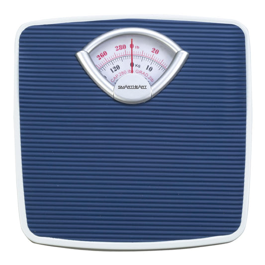 SmartHeart Analog Body Weight Scale | Mechanical Scale | 286 lbs / 130 kg Capacity | Non-Skid Platform | Easy Dial Calibration | No Batteries Needed