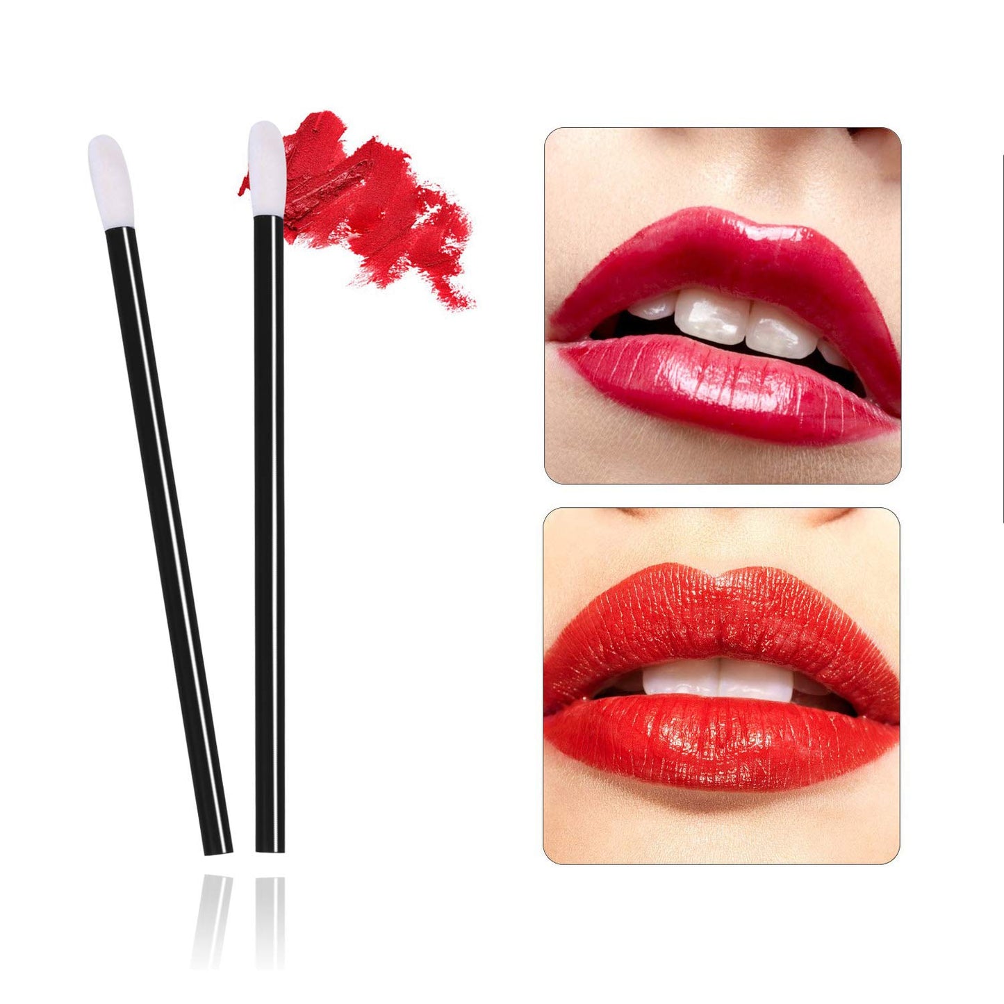 EVERMARKET(TM) 50 Pieces Disposable Lip Brushes Lipstick Gloss Wands Applicator Makeup Tool Kits, Black