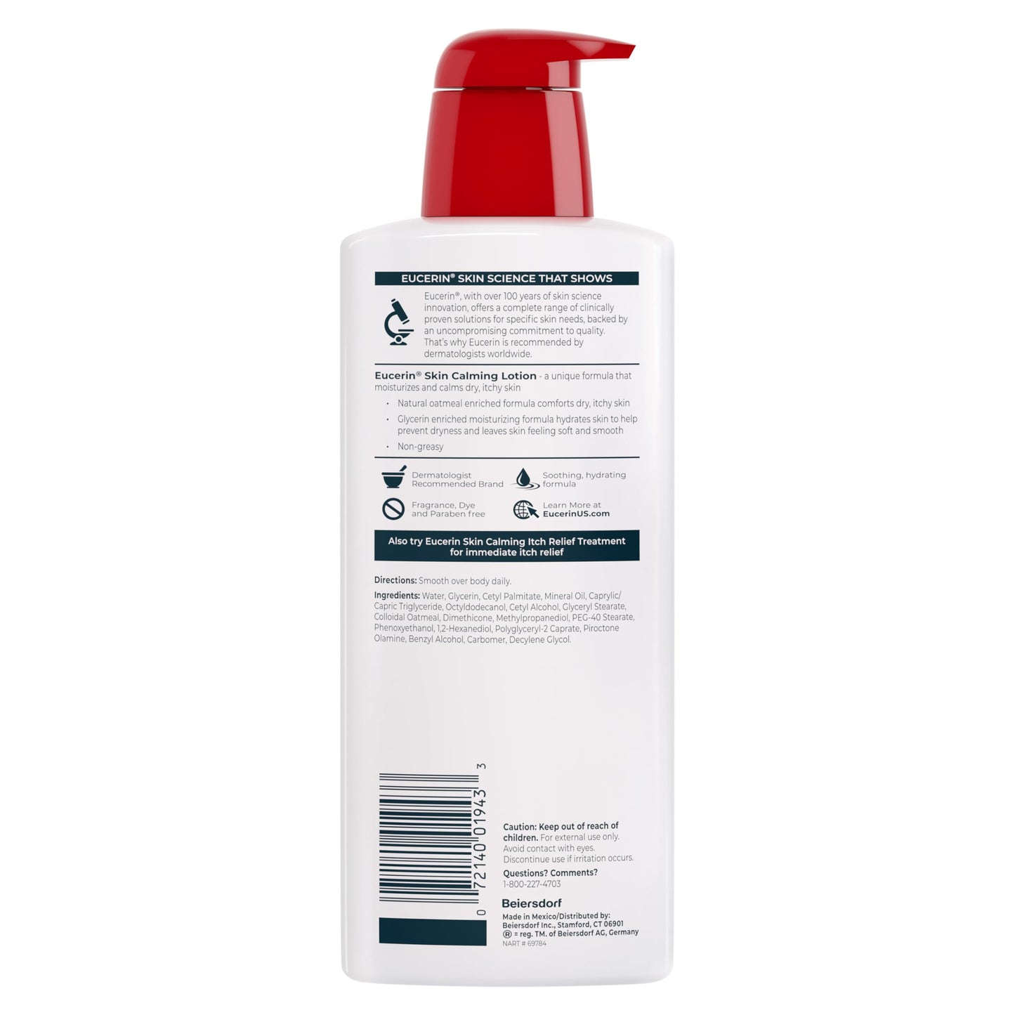 Eucerin Skin Calming Body Lotion, Natural Oatmeal Enriched Body Lotion for Dry, Itchy Skin, 16.9 fl. oz. Bottle