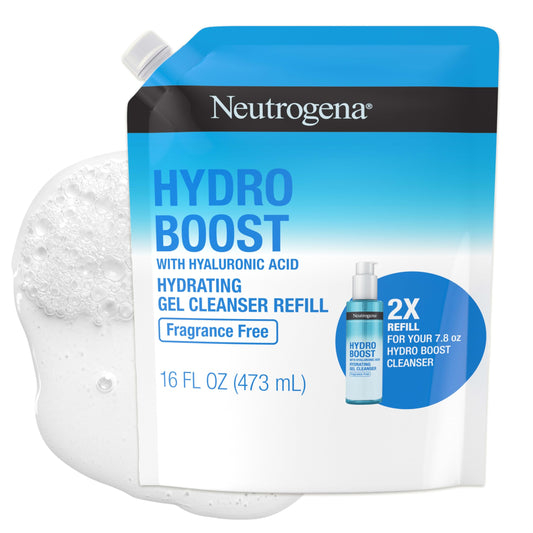 Neutrogena Hydro Boost Fragrance Free Hydrating Gel Facial Cleanser with Hyaluronic Acid, Daily Foaming Face Wash & Makeup Remover, Gentle Face Wash