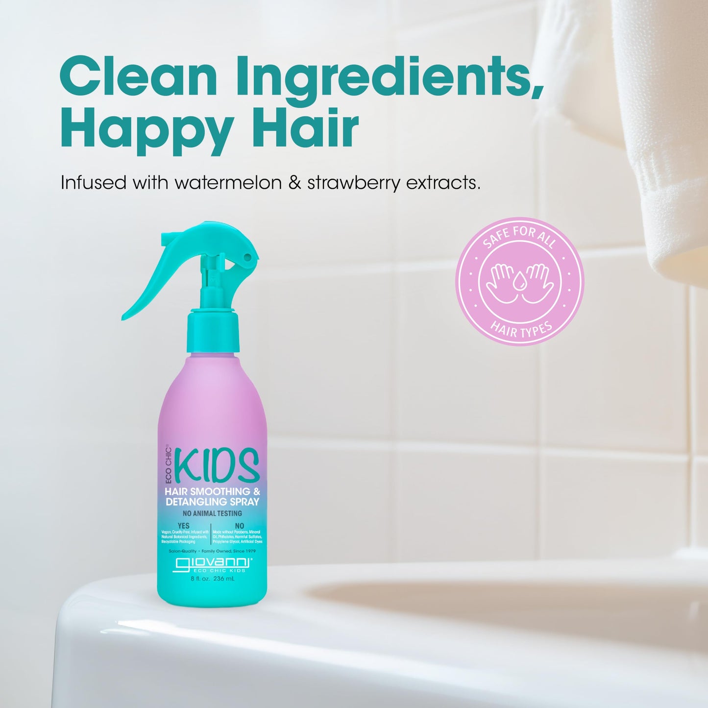 Eco Chic KIDs Hair Smoothing & Detangling Spray - Detangler Spray For Kids, Kids Detangler Spray, Hair Detangler Spray For Kids, Salon Quality