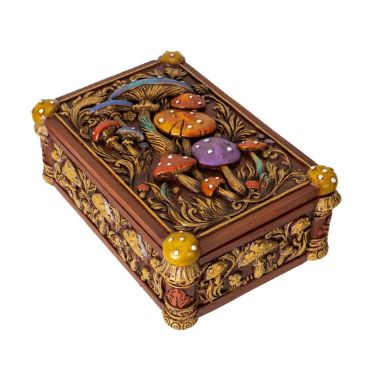 Pacific Giftware Enchanted Mushroom Tarot Box with Colorful Toadstool Forest Design Ideal for Tarot Jewelry Trinkets or Home Decor 5.83" Long