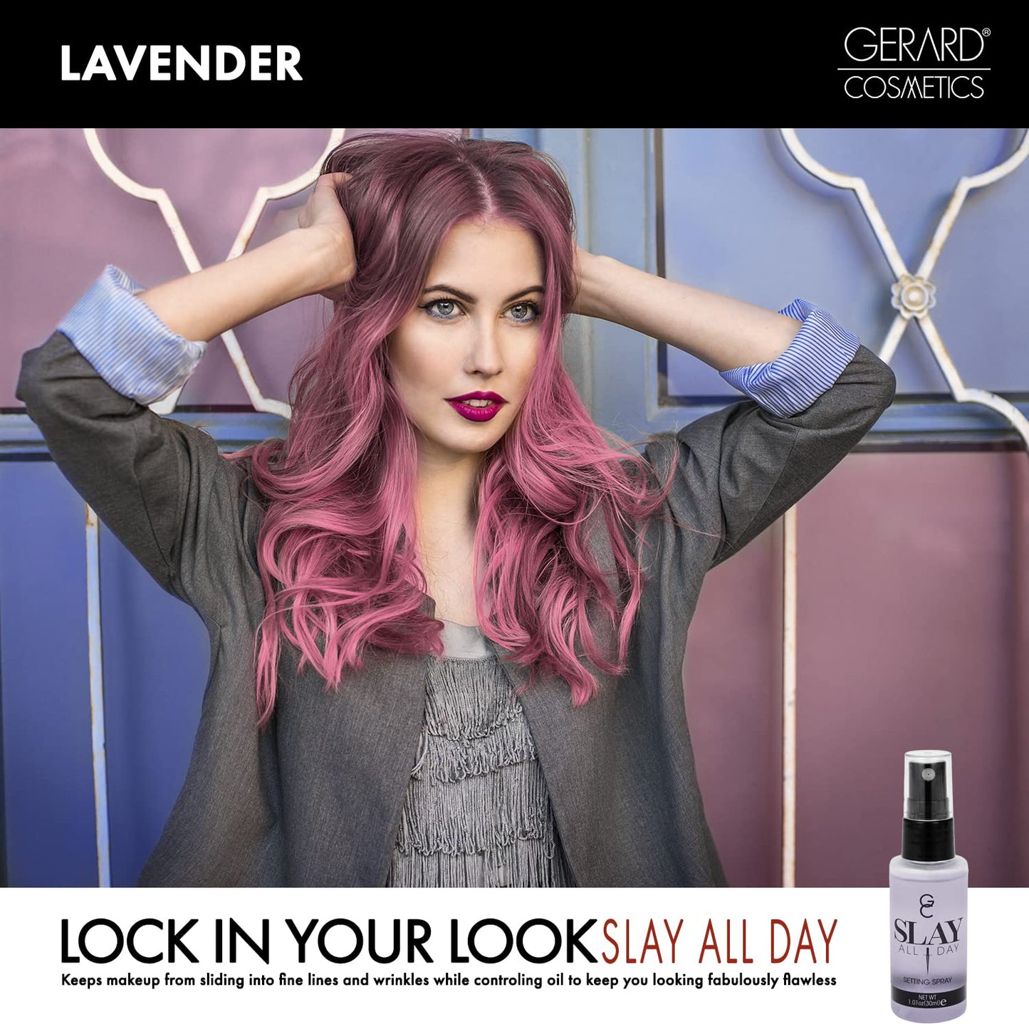 Gerard Cosmetics Makeup Setting Spray Mini (Lavender), Slay All Day Scented Makeup Finishing Spray, Oil Control, Matte Finish, Cruelty Free, Made USA